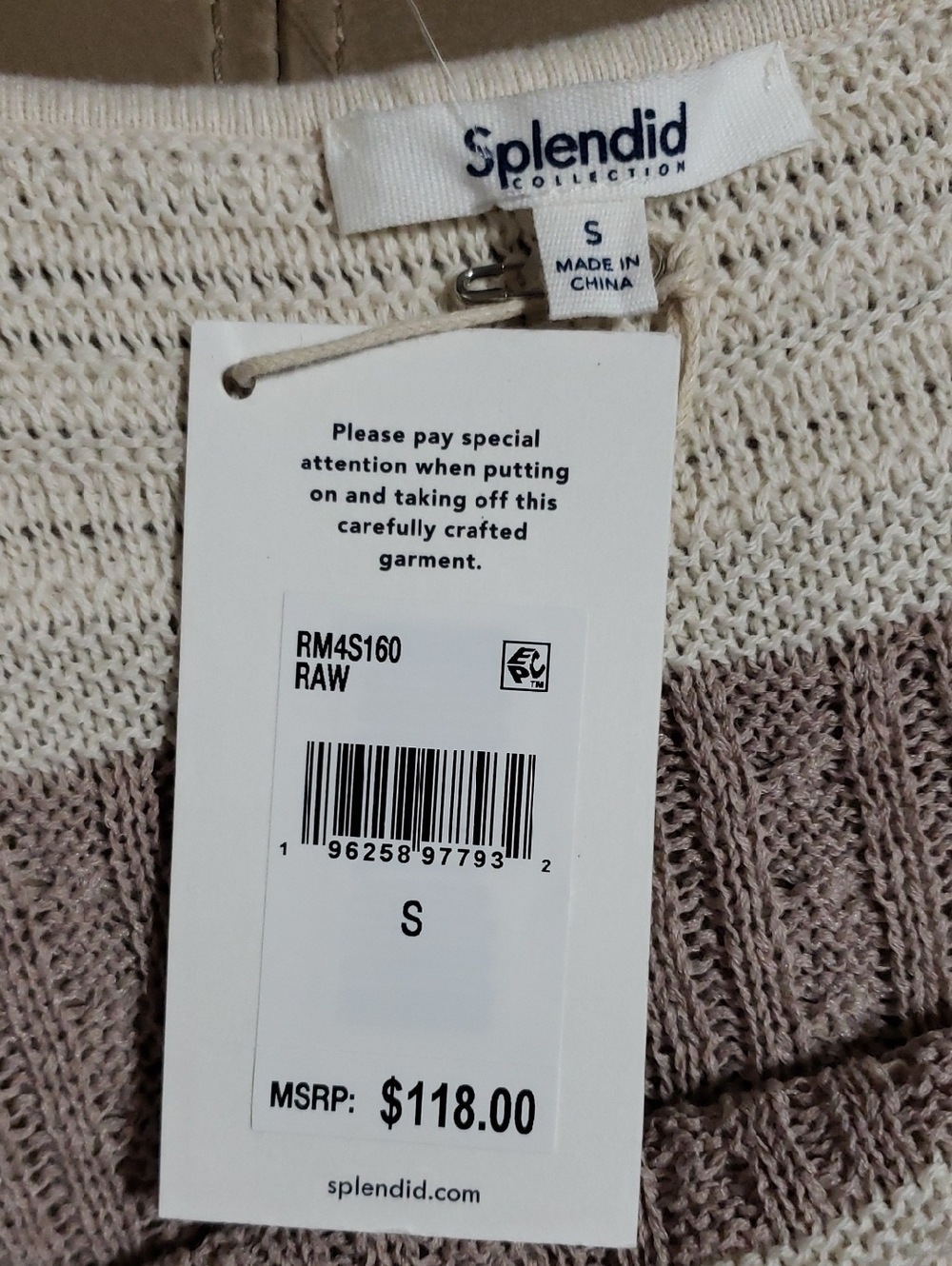 Splendid Nicola Sweater Tank Top In A Cream And Tan Color. Size: Small - Picture 6 of 9